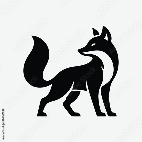Black Silhouette Fox Vector Illustration