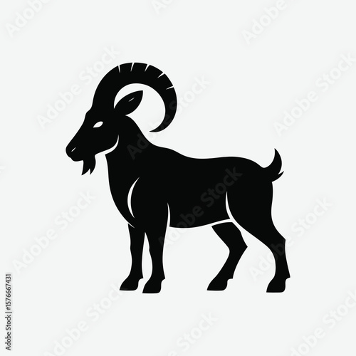 Black Silhouette Goat Vector Illustration