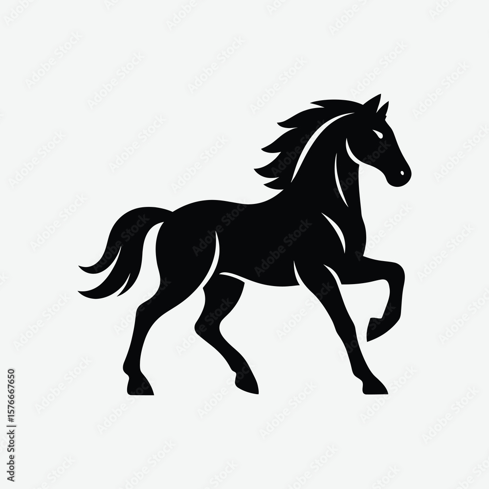 Obraz premium Black Silhouette Horse Vector Illustration