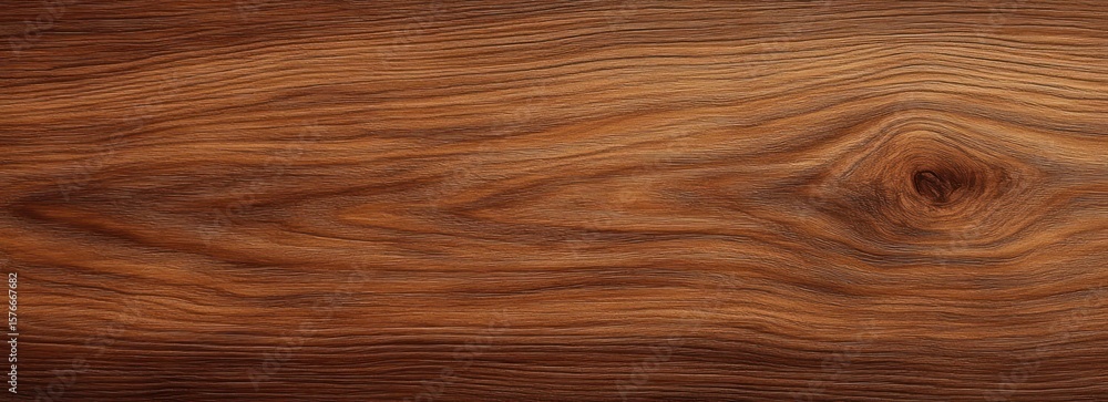 Naklejka premium Close-up of a smooth wooden surface showcasing natural wood grain patterns and a prominent knot with warm brown tones