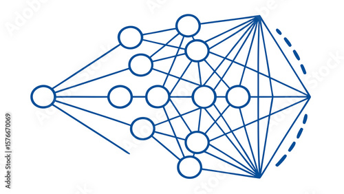 Neural network diagram for deep learning and machine learning applications in artificial intelligence field