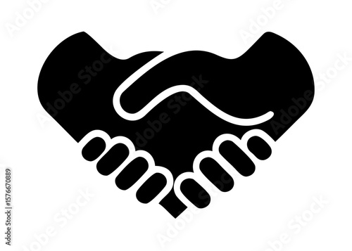 Support solid icon. Handshaking forming a heart vector illustration isolated on white. Two hands support each other glyph style design, designed for web and app. Eps 10
