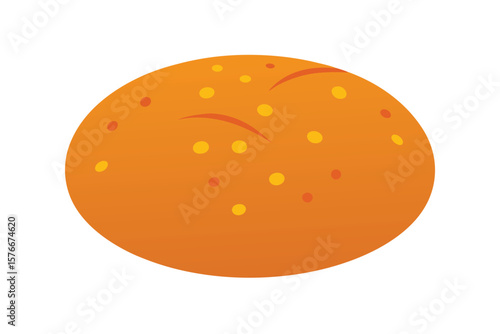 Vector Of Round Challah Bread With Poppy Seeds In Design
