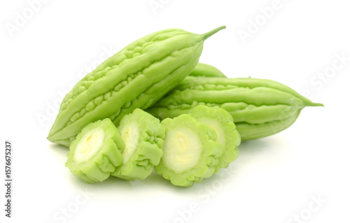 Photography Bitter melon isolated on white background
