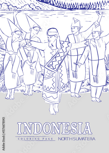 Coloring pages of nias moyo dance traditional culture