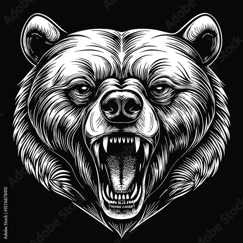 Angry bear head graphic