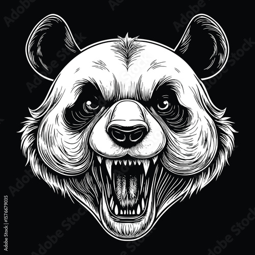 Angry panda head graphic