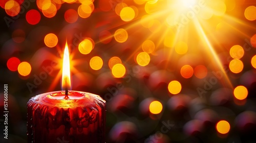 Wallpaper Mural Ember Glow: A solitary waxen candle illuminates a warm embrace with bokeh lighting accents its Torontodigital.ca