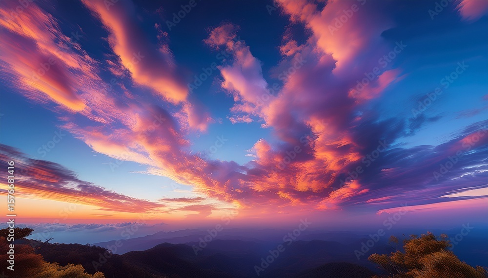 Fototapeta premium serene clouds illuminated by a colorful sunset sky