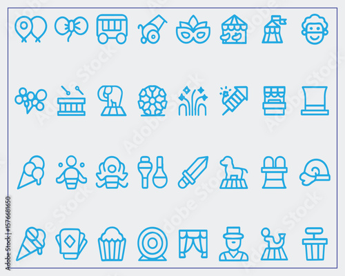 Set of thin line circus Icons