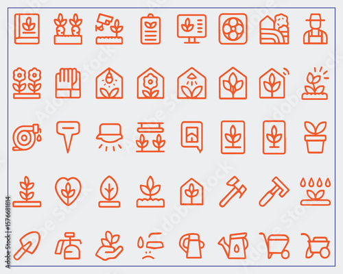 Set of thin line greenhouse Icons