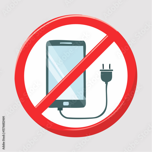携帯充電禁止マークのベクター素材