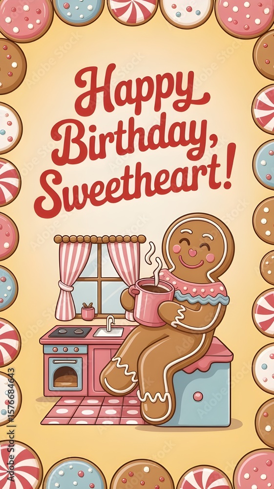 Naklejka premium Illustration of a gingerbread man with a happy smile