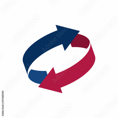 Two arrow spin icon template. Recycle round, circle refresh or restart, thin line symbol on white background
