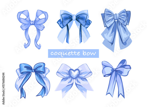 Collection of elegant blue coquette bows