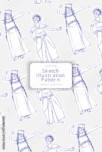 Central java dance sketch culture from jawa tengah