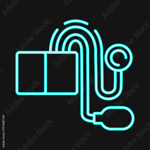Icon tensimeter. Medical elements. Icon in neon style.