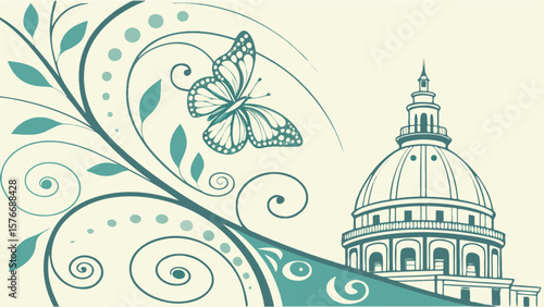 Abstract floral pattern vector illustration with vintage leaf and spring flower elements