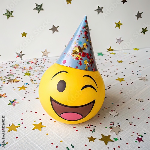 party hat with confetti