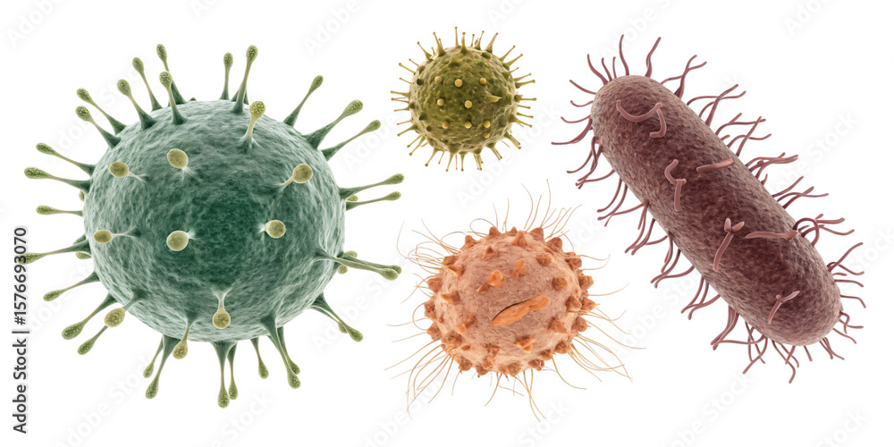 Fototapeta premium different germs, isolated PNG transparent background