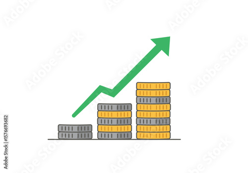 Rising Financial Growth A Stacked Coin Chart Illustrating Increased Profits and Investments
