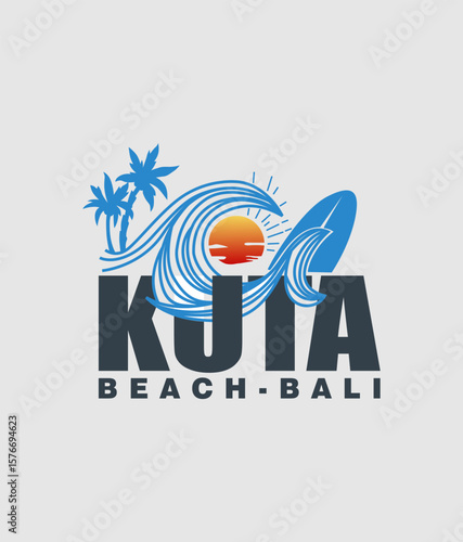 Kuta Beach Bali design t shirt vector illustration
