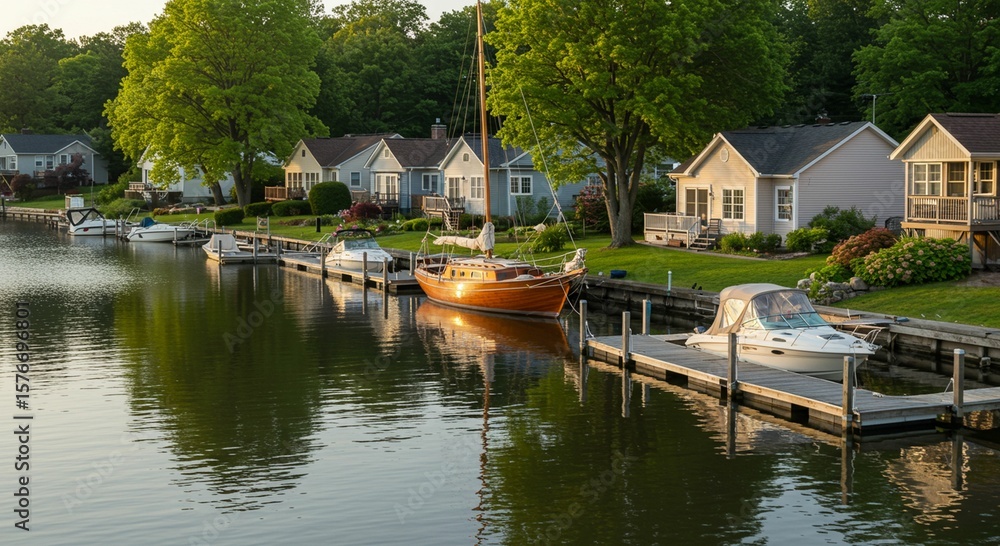 Obraz premium Canal homes waterfront scene