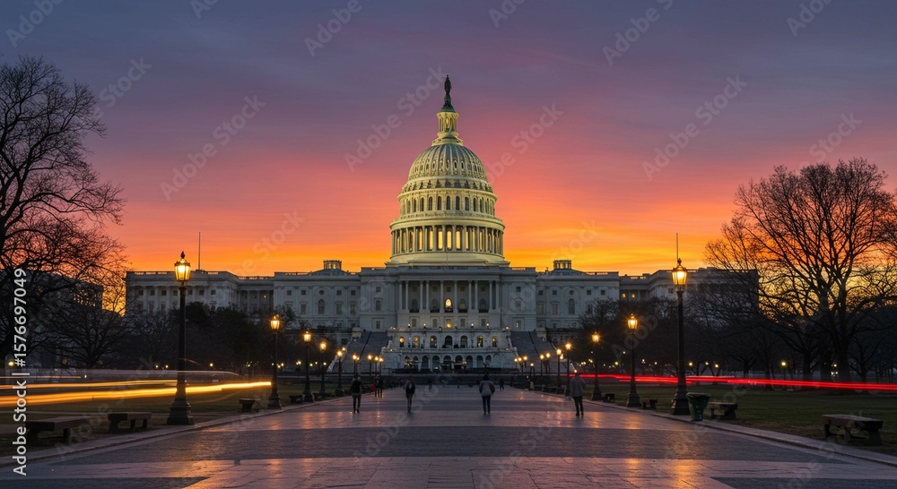 Fototapeta premium Capitol building sunrise panorama