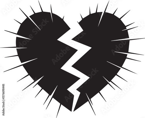Broken heart isolated on white vector illustration icon: a symbol of lost time and shattered business concepts