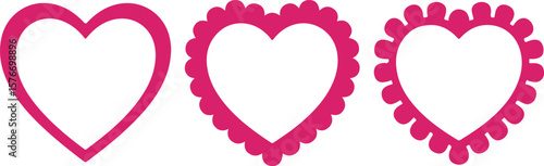 Vector illustration of a mountain landscape with trees, capturing the serene view of a sunrise over a nature silhouettePink heart-shaped ribbon vector illustration for Valentine's Day love card design