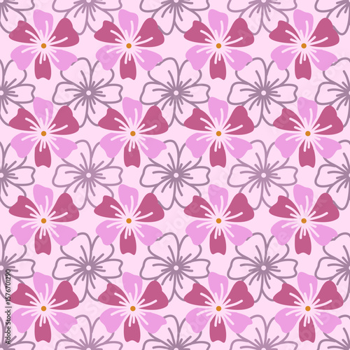 Floral pattern with pink and purple flowers
