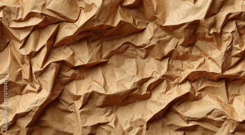 Wallpaper Mural A close-up shot reveals the texture of crumpled brown paper, showcasing deep creases and folds, creating a visually interesting and rustic surface Torontodigital.ca