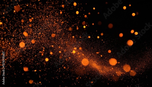 orange particles on a plain black background