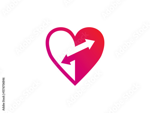 Heart Direction Arrows Logo Template Design