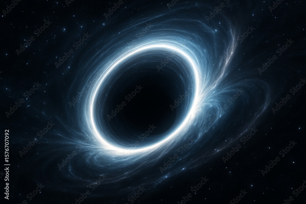 Fototapeta premium Glowing Wormhole in Deep Space with Warped Light Effects