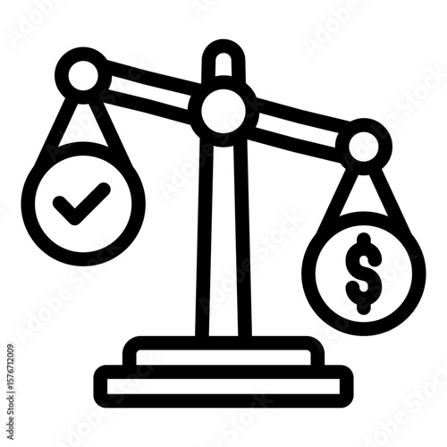 unfair balance outline icon showing corruption justice abuse outline icon
