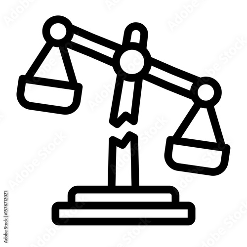 imbalance scale outline icon for broken law corruption outline icon