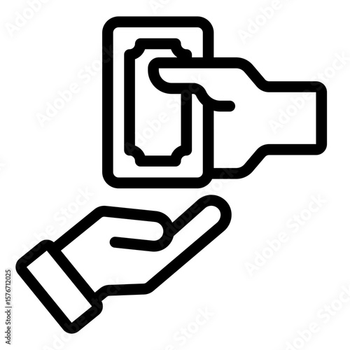cash hand outline icon showing bribery corruption transaction outline icon