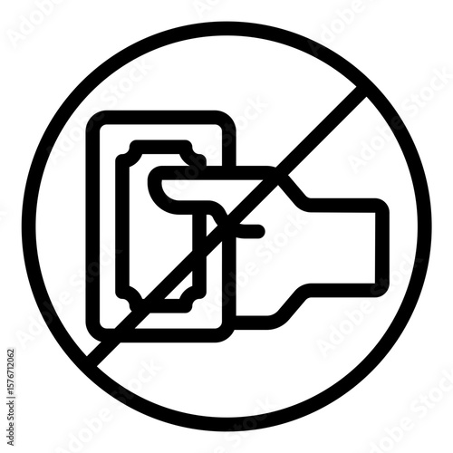 ban hand outline icon rejecting corruption payment bribe outline icon