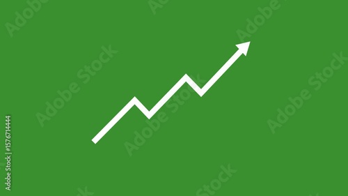 Chart graph arrow going up on green, white, and black screen background, Green Screen Video