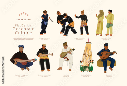 Isolated indonesian gorontalo culture asset illustration