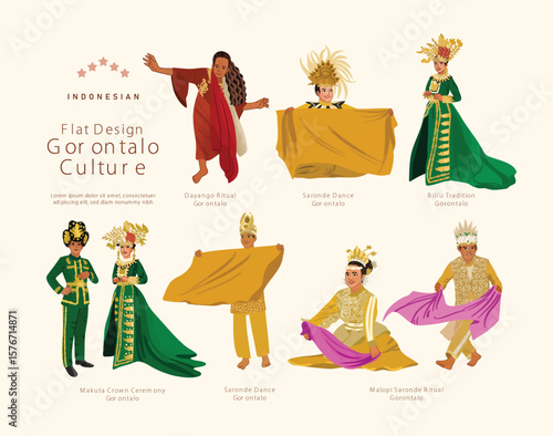 Isolated indonesian gorontalo culture asset illustration