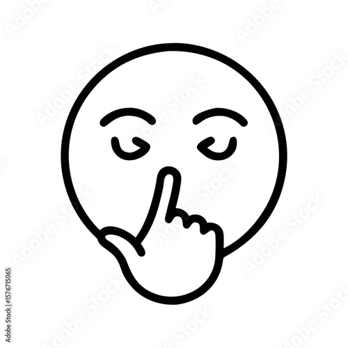 A Simple Line Art Emoji with finger on the mouth, signaling for silence or discretion, evoking a sense of confidentiality. The minimalist design suggests quiet reflection.