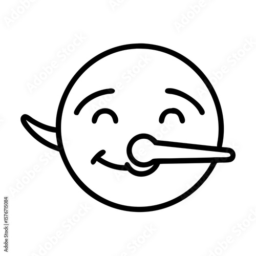 A cheerful face with a long nose suggests the concept of telling lies.