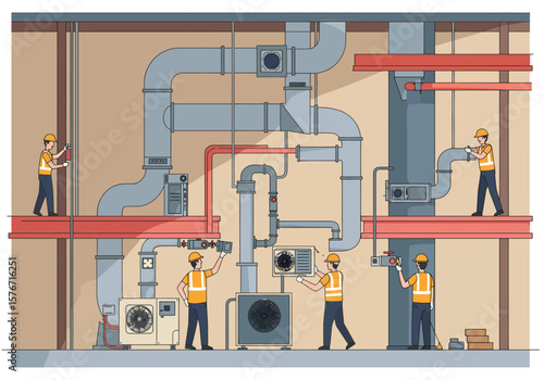 HVAC system construction Seamless installation of ventilation & air conditioning, ensuring efficient air flow