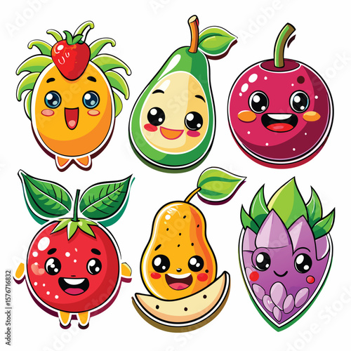 Cute cartoon fruit characters
