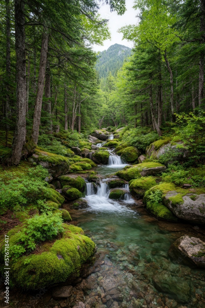 Obraz premium Verdant mountain stream