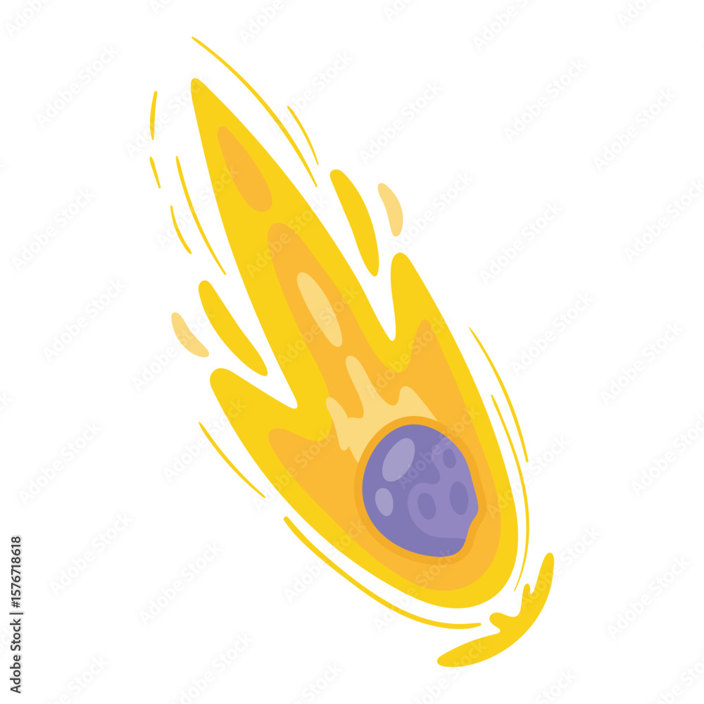 Naklejka premium Flat Style Comet Vector Illustrations for Space Themes