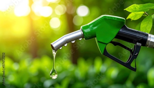 Wallpaper Mural Ecofriendly fuel concept green pump with a drop in natural green environment. Torontodigital.ca