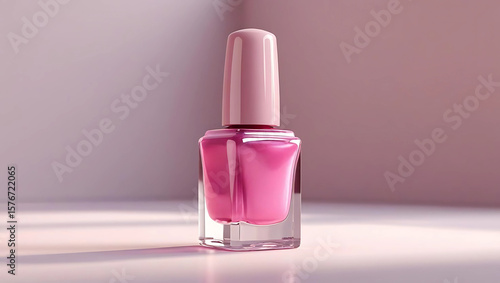 Elegant Pink Nail Polish Bottle 3D Render of Beauty Product
